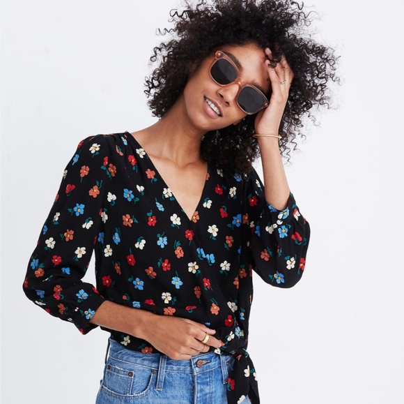 Madewell Tops - Madewell | NWT Wrapped in Flowers Tie Front Blouse